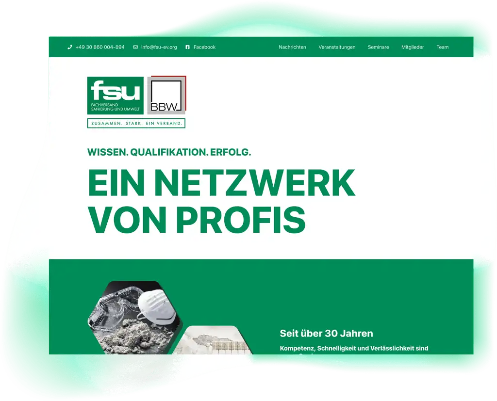 Website des Fachverbands Sanierung und Umwelt – FSU e. V.